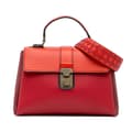 Miniatyrbilde 1 av 10: Pre-owned Bottega Veneta Small Nappa Piazza Satchel Red