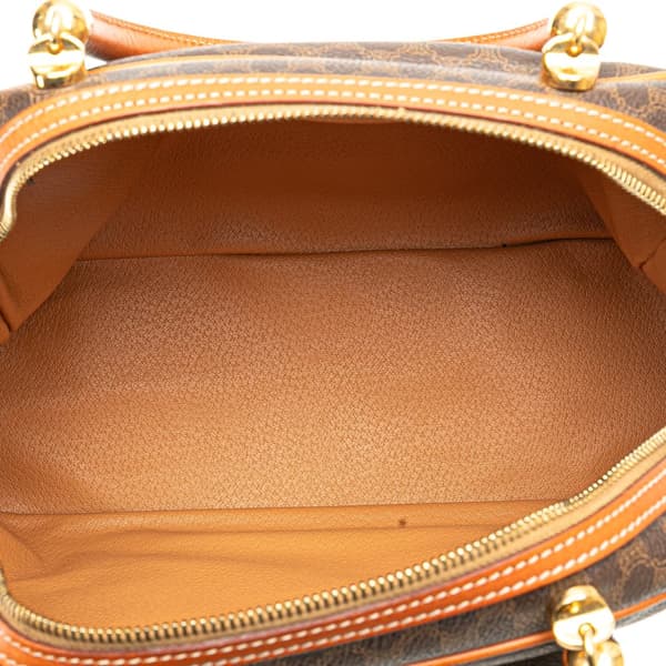 Pre-owned Celine Macadam Coated Canvas Dome Top Handle Bag Brown