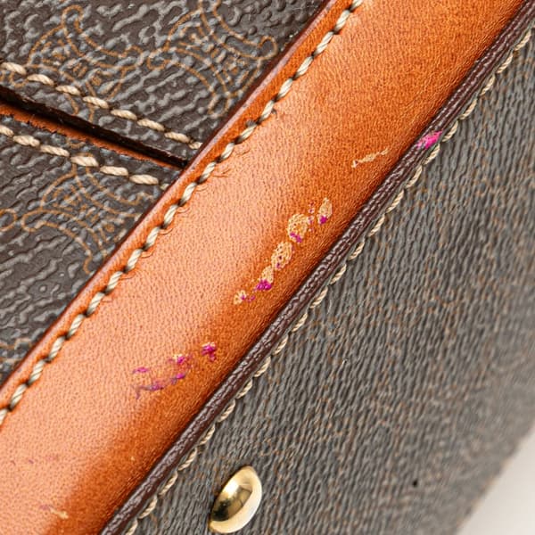 Pre-owned Celine Macadam Coated Canvas Dome Top Handle Bag Brown