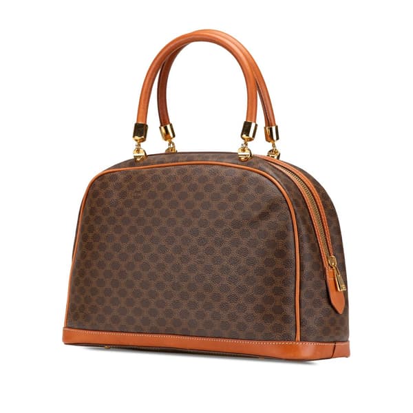 Pre-owned Celine Macadam Coated Canvas Dome Top Handle Bag Brown
