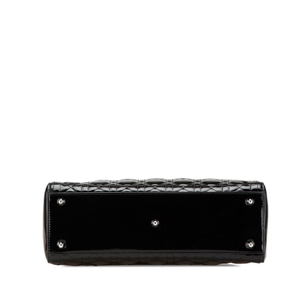 Pre-owned Dior Large Patent Cannage Lady Dior Black