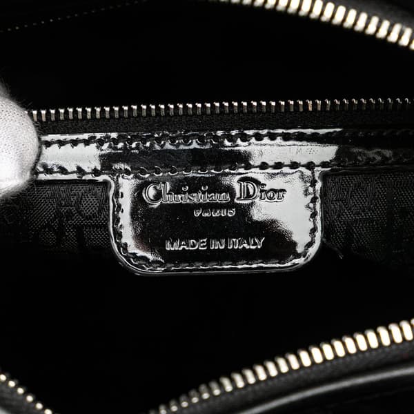 Pre-owned Dior Large Patent Cannage Lady Dior Black