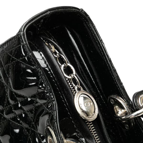 Pre-owned Dior Large Patent Cannage Lady Dior Black