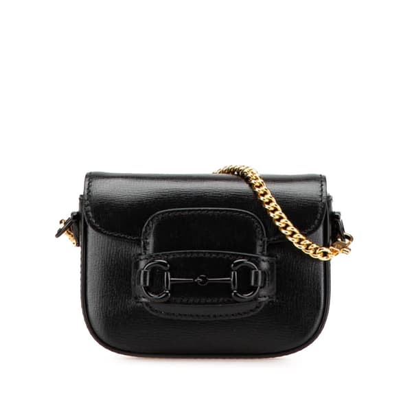 Pre-owned Gucci Mini Leather Horsebit 1955 Web Satchel Black