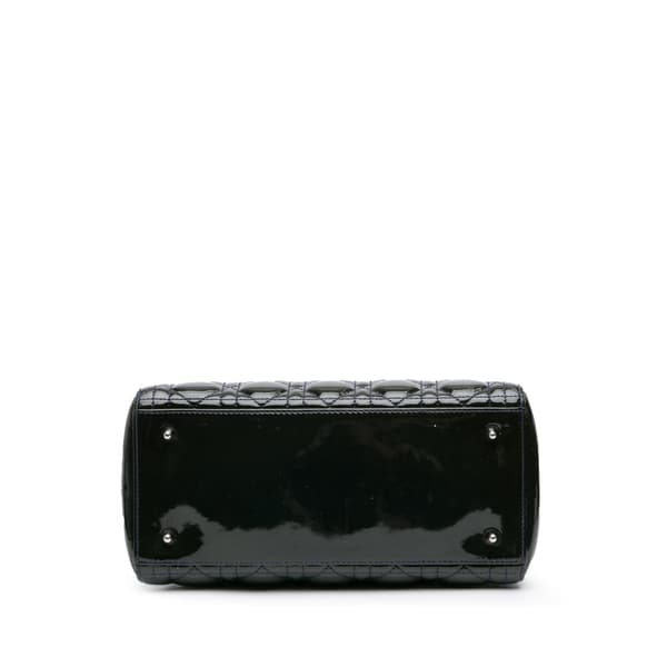 Pre-owned Dior Medium Patent Cannage Lady Dior Black