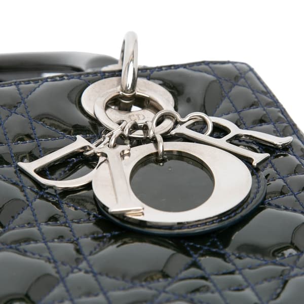 Pre-owned Dior Medium Patent Cannage Lady Dior Black