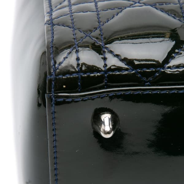 Pre-owned Dior Medium Patent Cannage Lady Dior Black