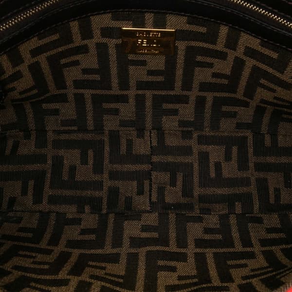 Pre-owned Fendi Medium Zucca Canvas Fluo Trim Baguette Satchel Brown