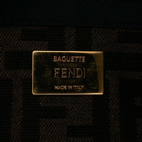 Pre-owned Fendi Medium Zucca Canvas Fluo Trim Baguette Satchel Brown