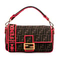 Pikkukuva 1 / 10: Pre-owned Fendi Medium Zucca Canvas Fluo Trim Baguette Satchel Brown
