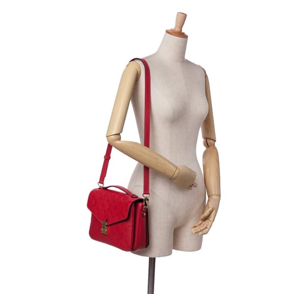 Pre-owned Louis Vuitton Monogram Empreinte Pochette Metis Red