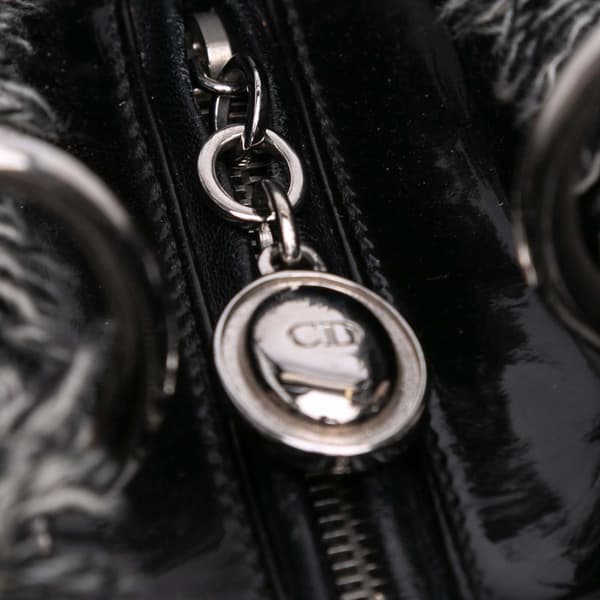Pre-owned Dior Large Tweed Cannage Lady Dior Gray