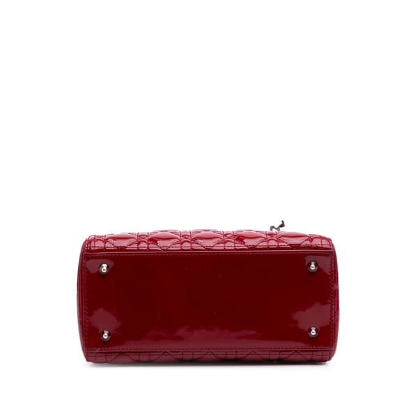 Pre-owned Dior Medium Patent Cannage Lady Dior Red