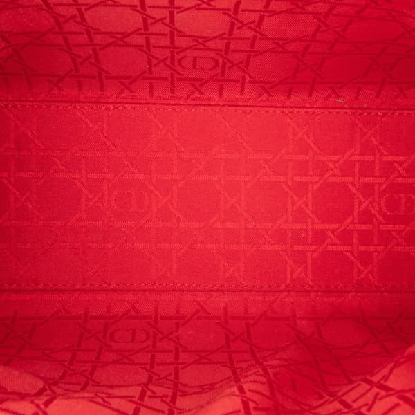 Pre-owned Dior Medium Patent Cannage Lady Dior Red