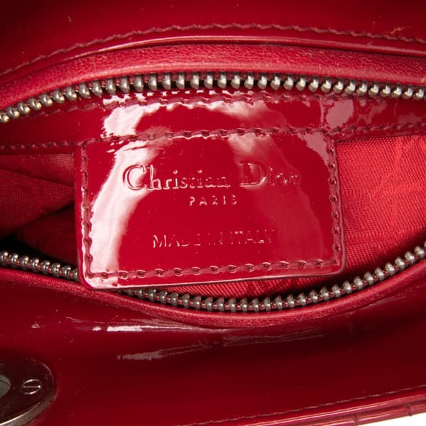 Pre-owned Dior Medium Patent Cannage Lady Dior Red