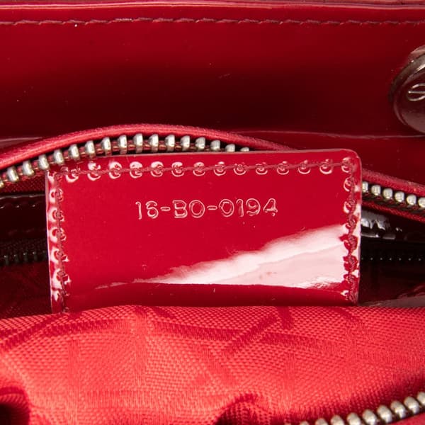 Pre-owned Dior Medium Patent Cannage Lady Dior Red