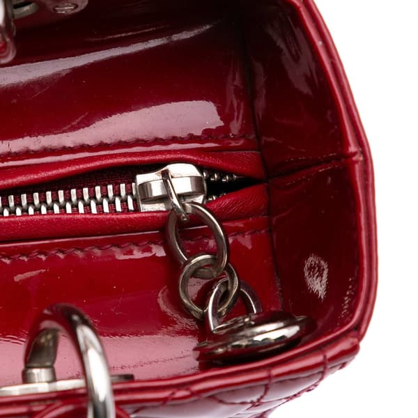 Pre-owned Dior Medium Patent Cannage Lady Dior Red