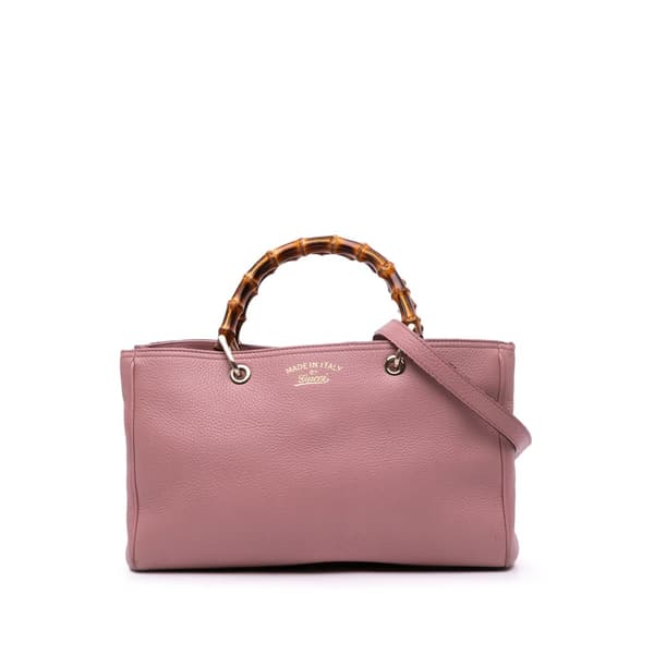 Pre-owned Gucci Medium Calfskin Bamboo Shopper Satchel Pink