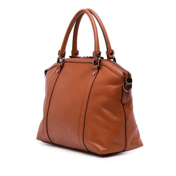 Pre-owned Gucci Leather GG Charm Dome Satchel Brown