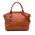 Miniatyrbild 1 av 10: Pre-owned Gucci Leather GG Charm Dome Satchel Brown