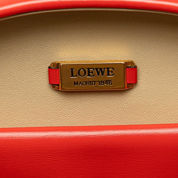 Pre-owned LOEWE Anagram Leather Round Handbag Red