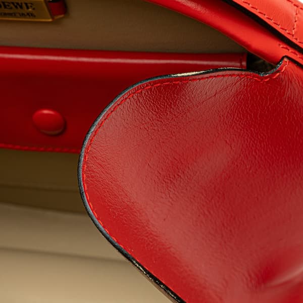 Pre-owned LOEWE Anagram Leather Round Handbag Red