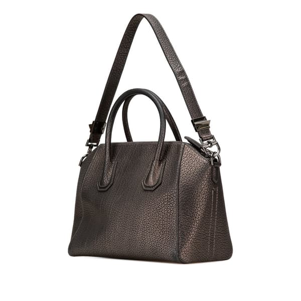 Pre-owned Givenchy Medium Metallic Grained Calfskin Antigona Satchel Brown
