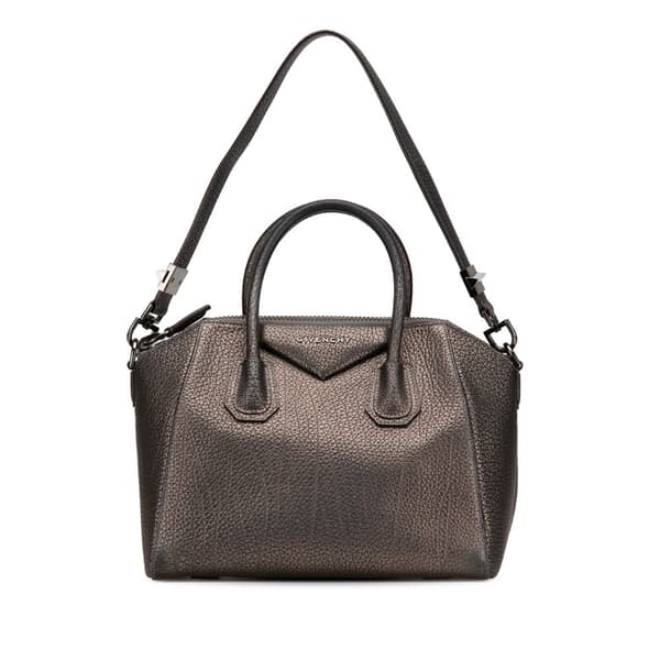 Pre-owned Givenchy Medium Metallic Grained Calfskin Antigona Satchel Brown