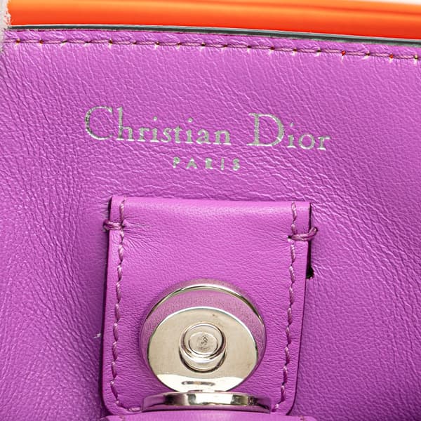Pre-owned Dior Medium Smooth Calfskin Diorissimo Satchel Orange