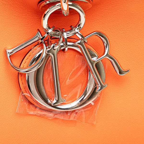 Pre-owned Dior Medium Smooth Calfskin Diorissimo Satchel Orange