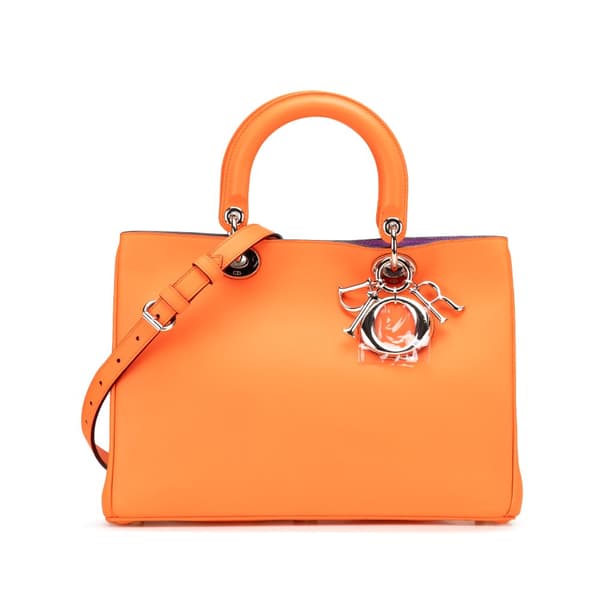 Pre-owned Dior Medium Smooth Calfskin Diorissimo Satchel Orange