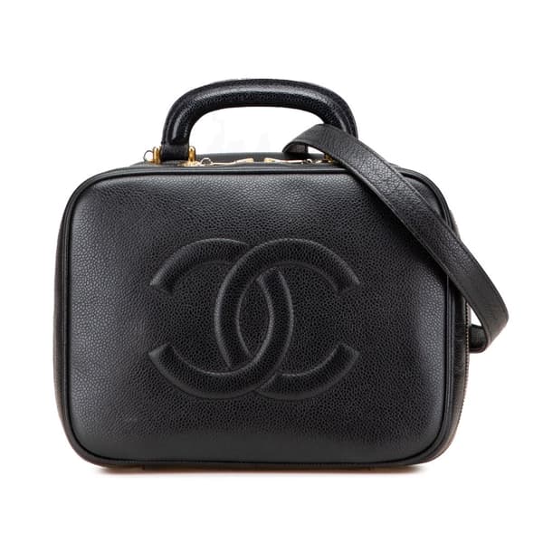 Pre-owned Chanel CC Caviar Vanity Case Black