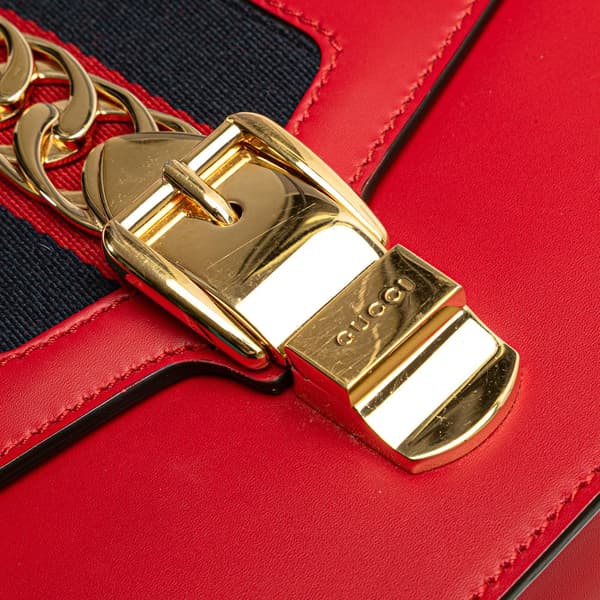 Pre-owned Gucci Small Leather Sylvie Satchel Red