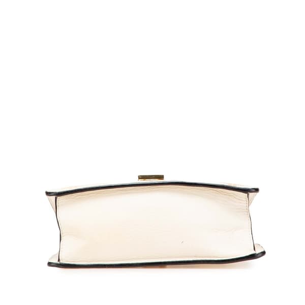 Pre-owned Gucci Mini Calfskin Bee Star Sylvie Satchel White