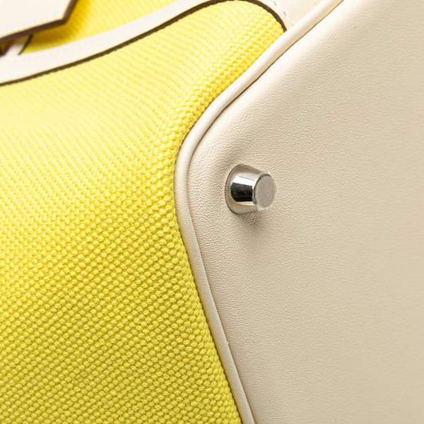 Pre-owned Hermès Toile Goeland and Swift Cargo Picotin Lock 18 Yellow
