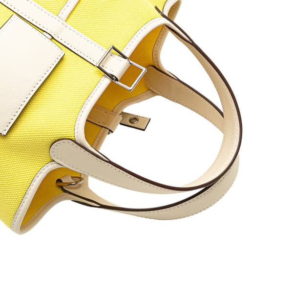 Pre-owned Hermès Toile Goeland and Swift Cargo Picotin Lock 18 Yellow