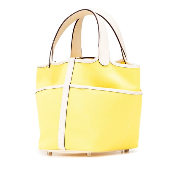 Pre-owned Hermès Toile Goeland and Swift Cargo Picotin Lock 18 Yellow
