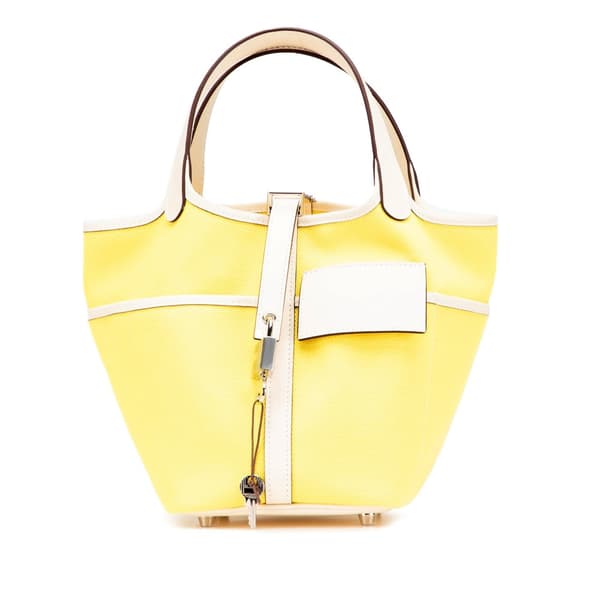 Pre-owned Hermès Toile Goeland and Swift Cargo Picotin Lock 18 Yellow