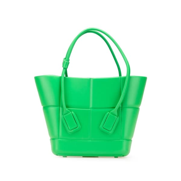 Pre-owned Bottega Veneta Mini Rubber Arco Shopping Bag Green