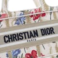 Miniatyrbilde 5 av 10: Pre-owned Dior Mini Canvas Embroidered Hibiscus Book Tote Brown