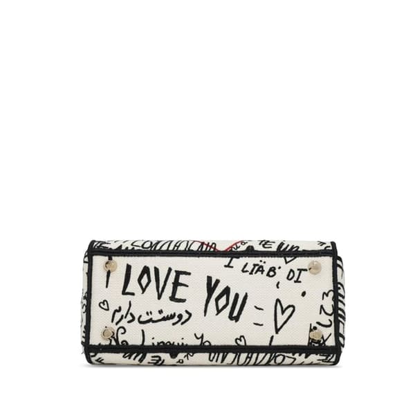 Pre-owned Dior Medium Canvas DiorAmour Graffiti Lady D Lite White