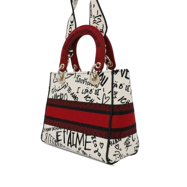 Pre-owned Dior Medium Canvas DiorAmour Graffiti Lady D Lite White