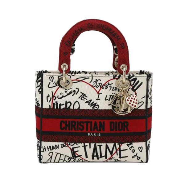 Pre-owned Dior Medium Canvas DiorAmour Graffiti Lady D Lite White