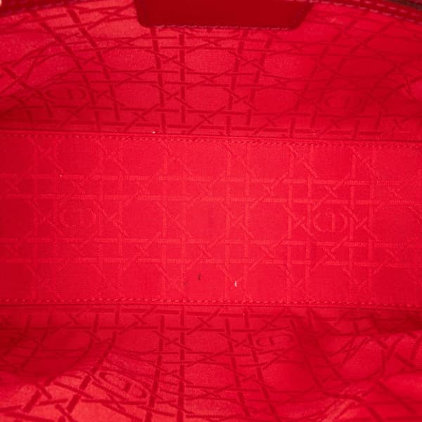 Pre-owned Dior Medium Patent Cannage Lady Dior Red