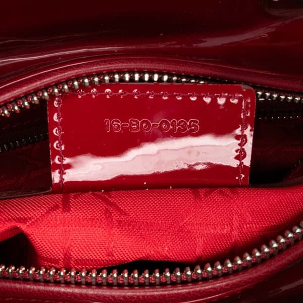Pre-owned Dior Medium Patent Cannage Lady Dior Red