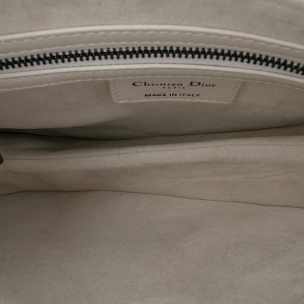 Pre-owned Dior Studded Leather Saddle Bag White