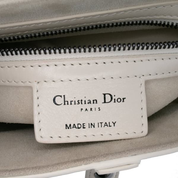 Pre-owned Dior Studded Leather Saddle Bag White