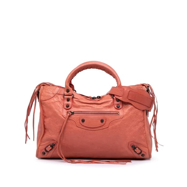 Pre-owned Balenciaga Lambskin Motocross Classic City Satchel Red