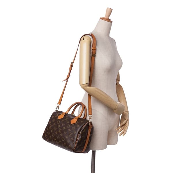 Pre-owned Louis Vuitton Monogram Speedy Bandouliere 25 Brown