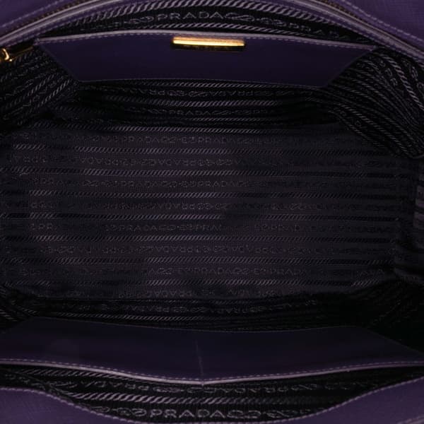Pre-owned Prada Medium Saffiano Lux Galleria Double Zip Satchel Purple